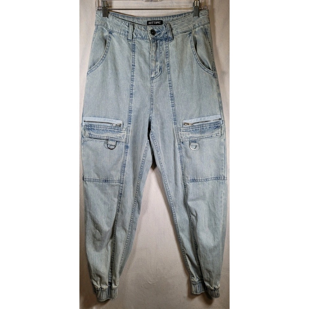 Hot Topic Jeans Womens Size 3 ‎ Barrel Cargo Jogger Baggy Grunge Goth Light